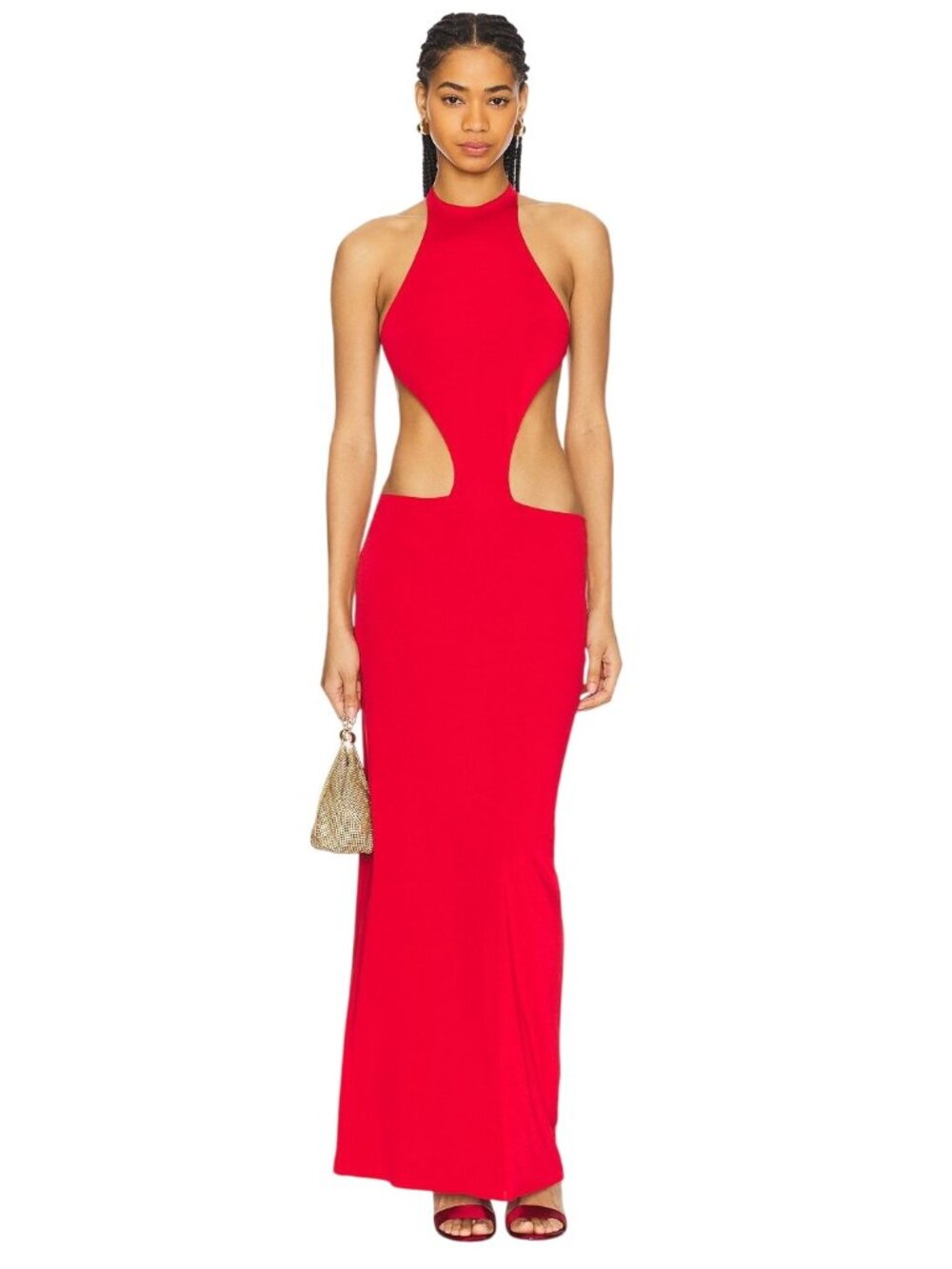 Ceren Ocak Cut-out Jersey Dress in Red Small New Womens  Maxi Gown